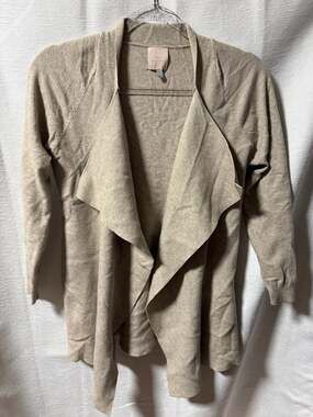 Laju Los Angeles Women's Tan Open Front Draped Cardigan Sweater